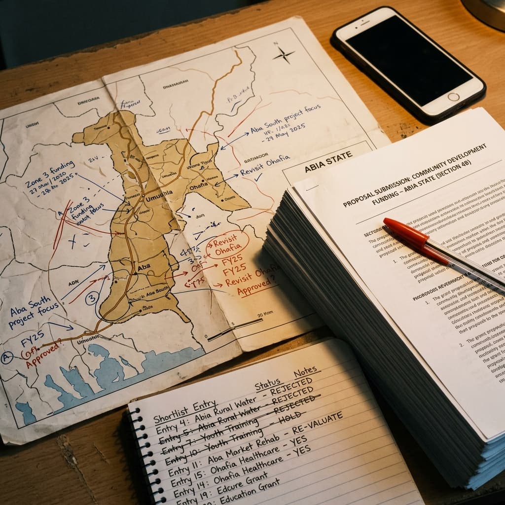 Funding coordination failure represented by mapped desk surface